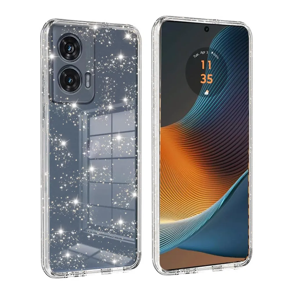 Custodia per Motorola Edge 50 Fusion, Techsuit, SparkleSkin, Trasparente - immagine 1