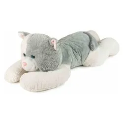 Peluche Gatto disteso (100cm) Grigio e Bianco 28037 - immagine 1