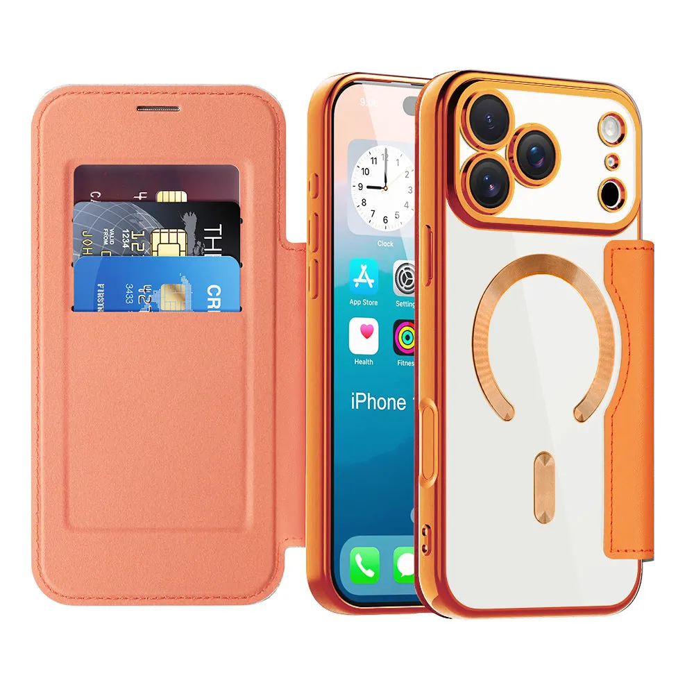 Custodia MagSafe per Apple iPhone 17 Pro Max, Techsuit, SmartMag Book, Arancione - immagine 1