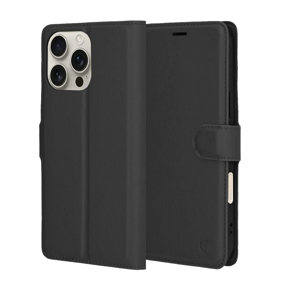Custodia per Apple iPhone 16 Pro Max, Techsuit, Leather Folio, Nera - immagine 1