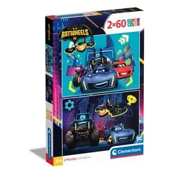 Puzzle 2x60 pz Super Color 4a+ (27x18,5cm) DC COMICS BATWHEELS 24812 - immagine 1