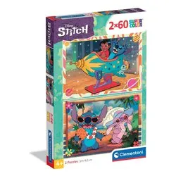 Puzzle 2x60 pz Super Color 4a+ (27x18,5cm) DISNEY STITCH 24822 - immagine 1