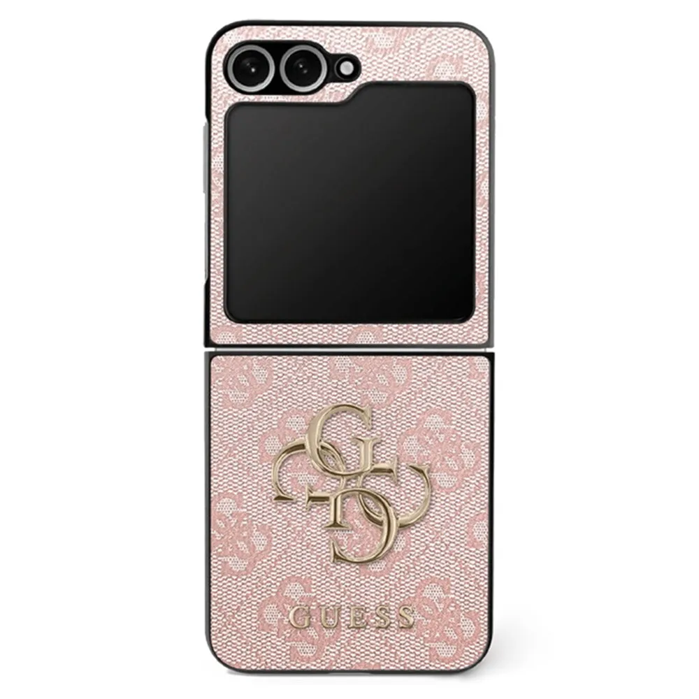 Custodia per Samsung Galaxy Z Flip7 F766, Guess, Logo Metallico 4G, Rosa - immagine 1