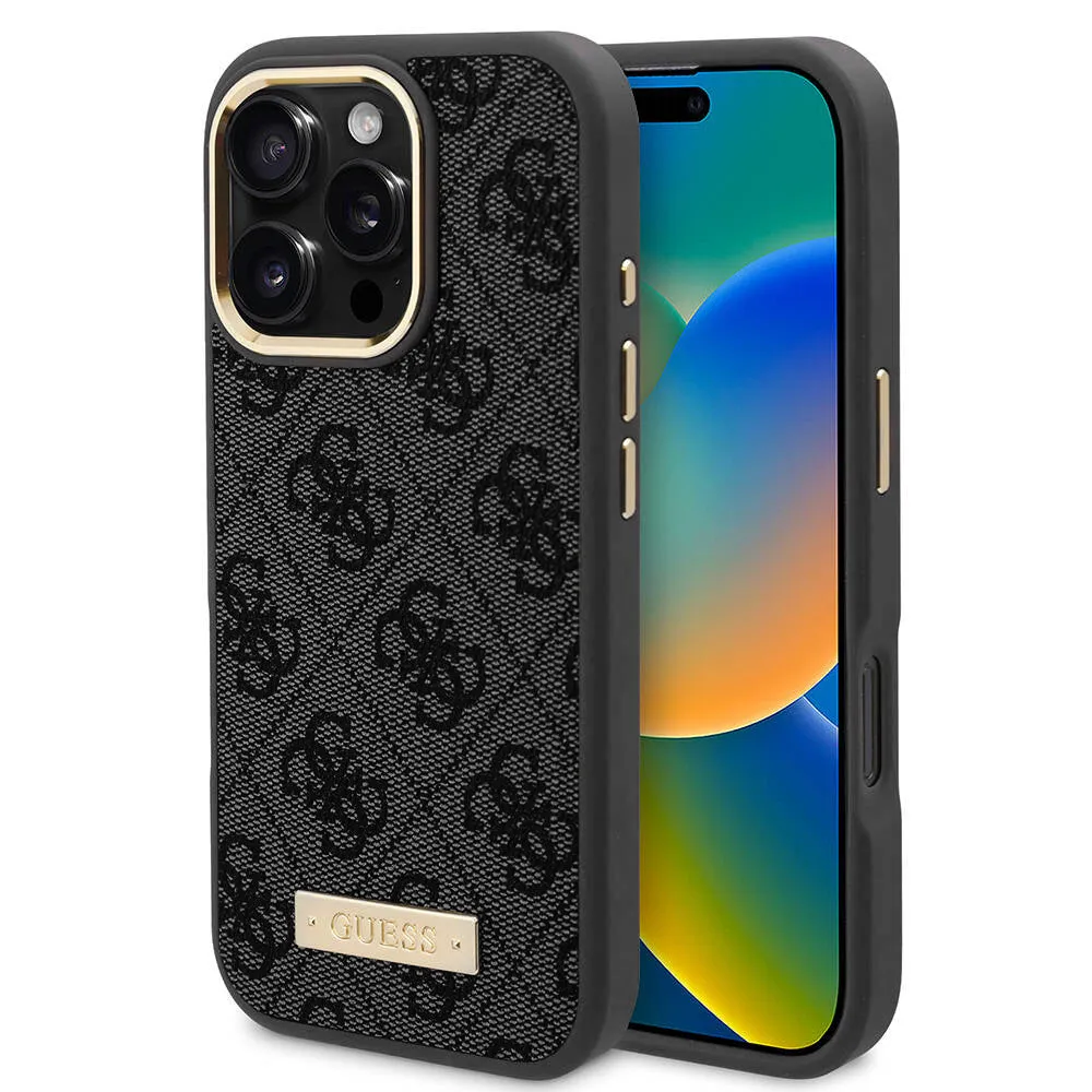 Custodia MagSafe per Apple iPhone 16 Pro Max, Guess, 4G Logo Plate, Nera - immagine 1