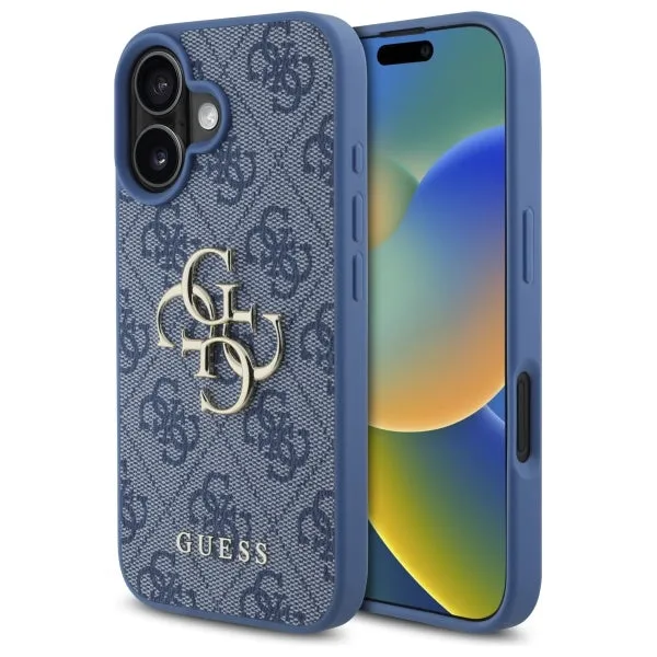 Custodia per Apple iPhone 16, Guess, 4G Big Logo, Blu - immagine 1