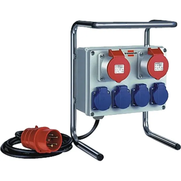 1153750 prolunghe e multiple 2 m 6 presa(e) AC Nero, Blu, Rosso, Argento, Ciabatta - immagine 1
