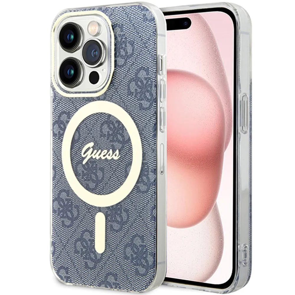 Custodia MagSafe per Apple iPhone 15, Guess, IML 4G, Blu - immagine 1