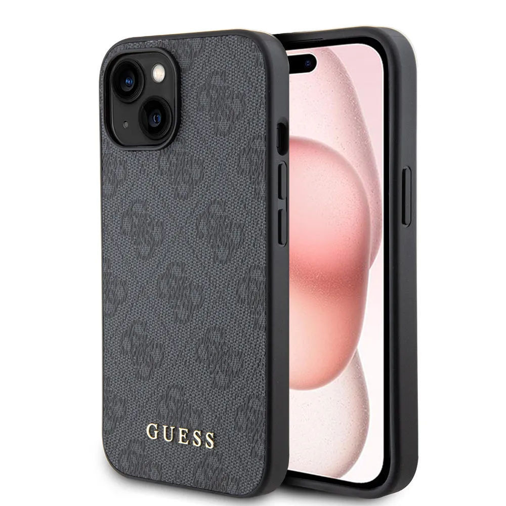 Custodia per Apple iPhone 15, Guess, 4G Metal Gold Logo, Grigio - immagine 1