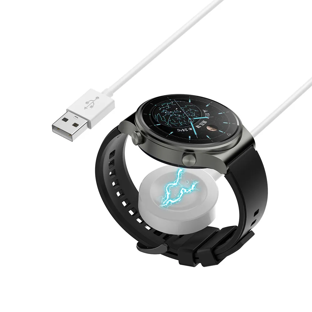Caricabatterie Wireless Techsuit THC1 per Huawei Watch Series, USB-A, Bianco - immagine 1