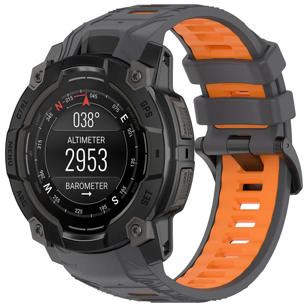 Cinturino Techsuit W077 per Garmin Instinct 3 45mm Solar / Instinct 3 45mm, Grigio Arancione - immagine 1