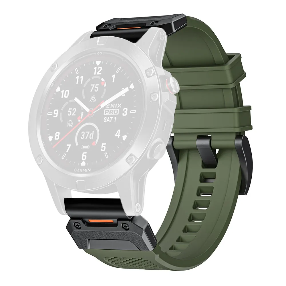 Cinturino Techsuit W068 per Garmin Watch Fenix / Forerunner / Approach Series, 22mm, Verde Nero - immagine 1