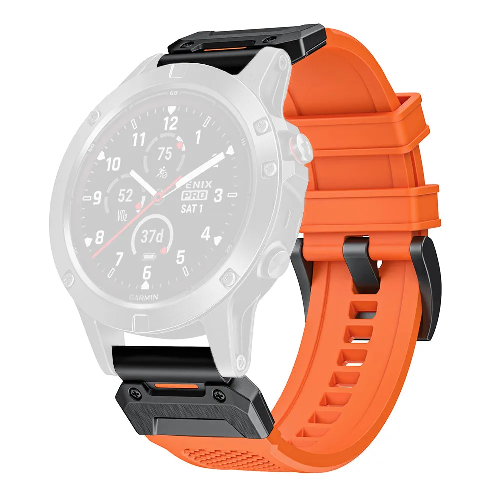 Cinturino Techsuit W068 per Garmin Watch Fenix / Forerunner / Approach Series, 22mm, Arancione Nero - immagine 1
