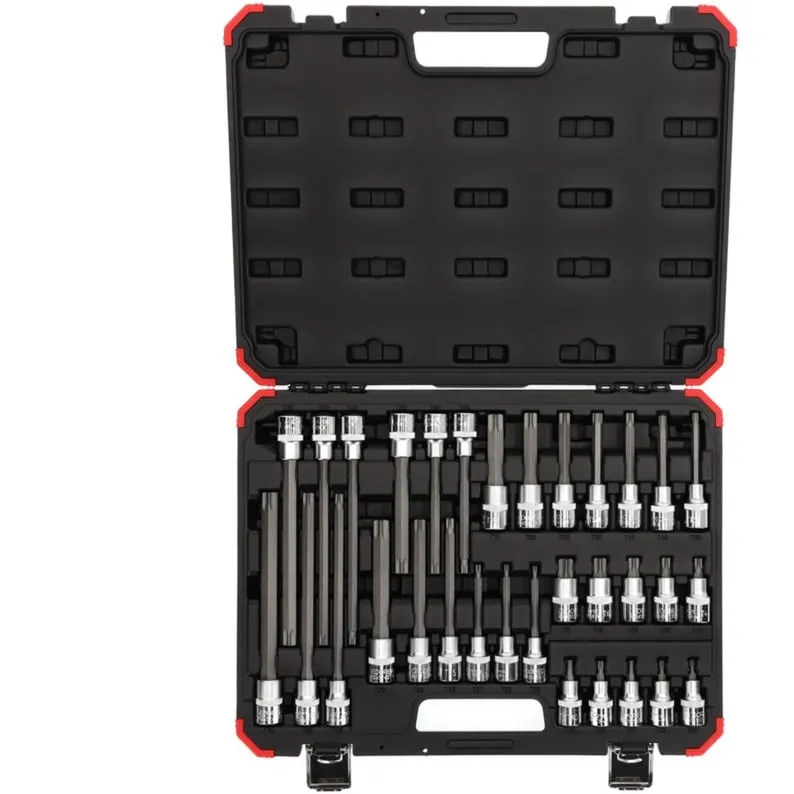 Set di inserti per cacciavite e chiave a bussola rossa, 1/2", chiave combinata - immagine 1