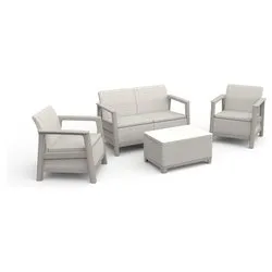 Set da esterno polipropilene SCANDI 4 posti Pebble grey e Soft beige 264038 - immagine 1