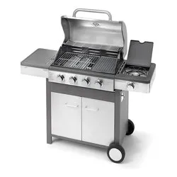 Barbecue GPL con griglia, piastra, forno, fornello laterale INDIANAPOLIS Grigio e Inox 5 B - immagine 1