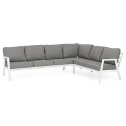 Divano alluminio, poliestere FLAMINIO 5 posti angolare Bianco 0663952 - immagine 1