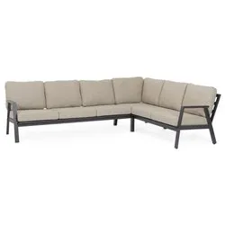 Divano alluminio, poliestere FLAMINIO 5 posti angolare Antracite 0663940 - immagine 1