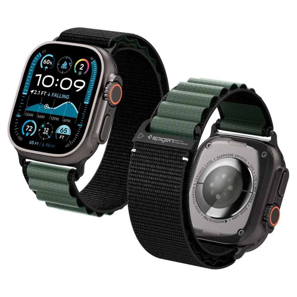 Cinturino Spigen WBF1 per Apple Watch 49mm / 46mm / 45mm / 44mm Series, Nero Verde AMP10223 - immagine 1