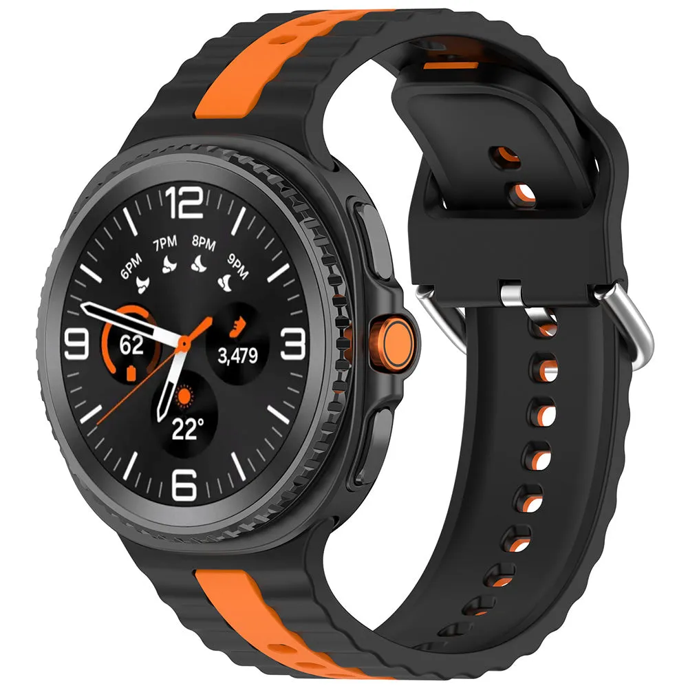 Cinturino Techsuit W078 per Samsung Galaxy Watch9 / Watch8 / Watch8 Classic Series, Nero Arancione - immagine 1