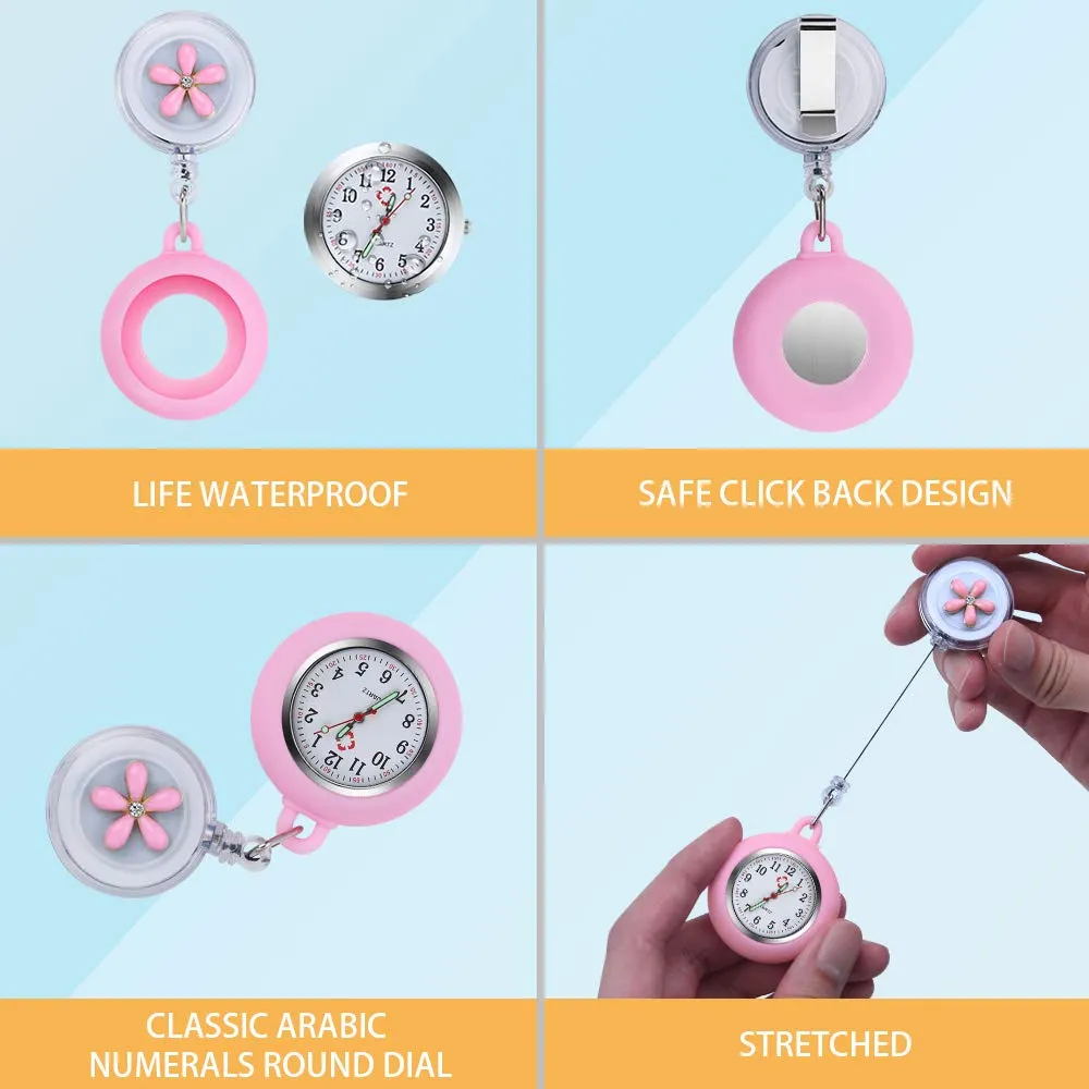 Vicloon Orologio da spilla, orologio da taschino da infermiere,orologio da infermiere in silicone con spilla per infermieri e qualsiasi altro professionista della salute, tour, regali del - immagine 3