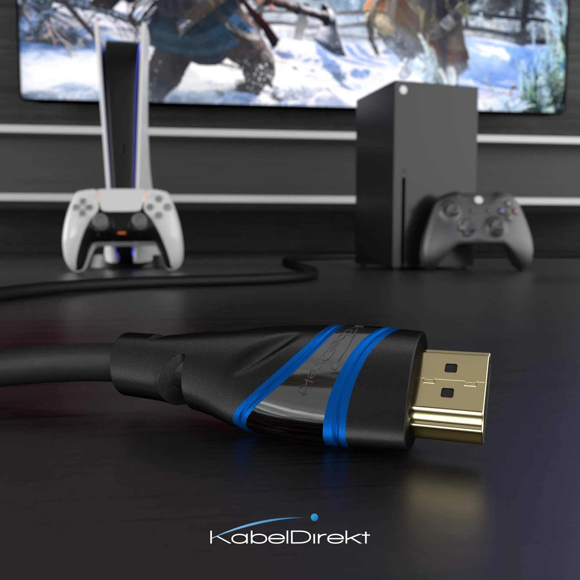 KabelDirekt – Cavo HDMI 2.1 10K & 8K – 3m, Nero-Blu, certificato - immagine 5