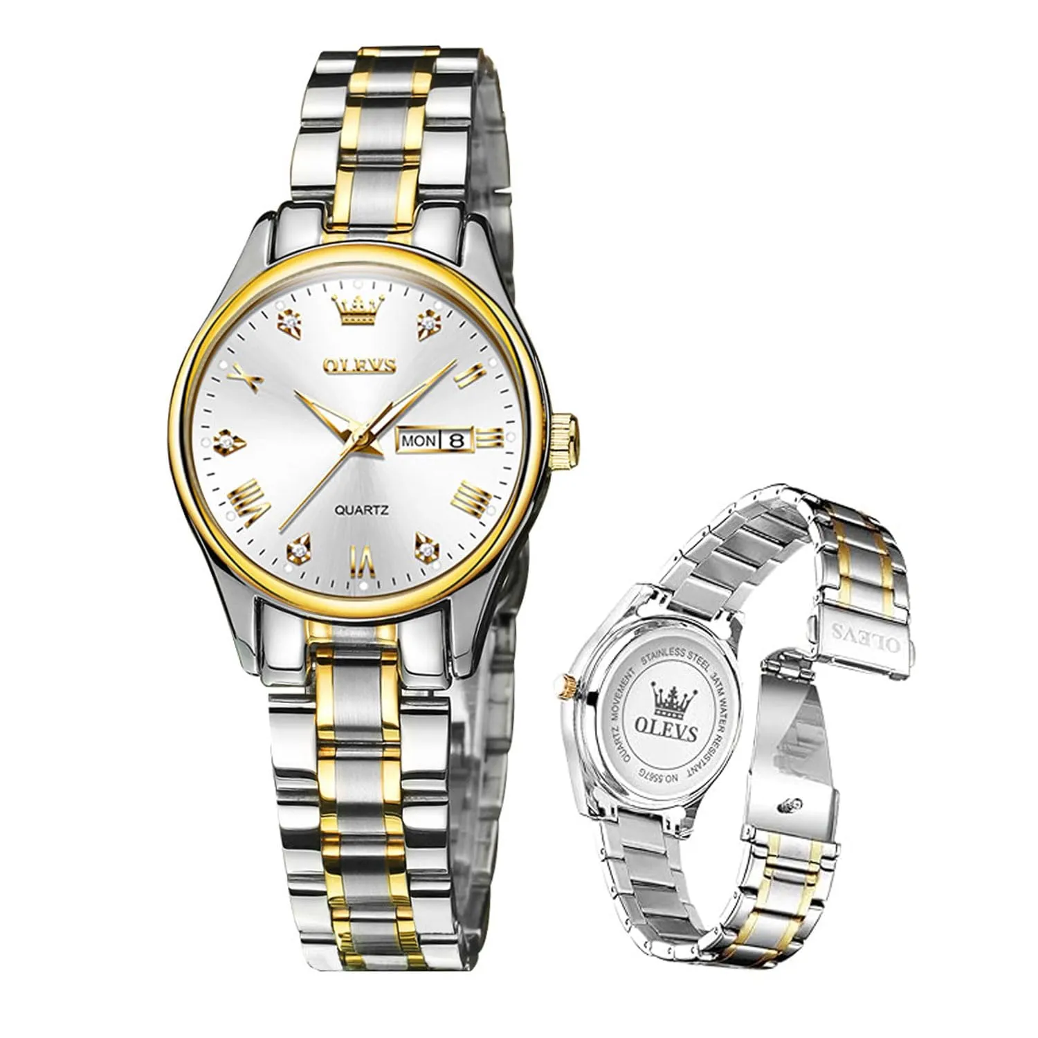 Raitown Orologio da Donna Analogico al Quarzo Luminescente Moda in Acciaio Inossidabile Orologi R5563L - immagine 1