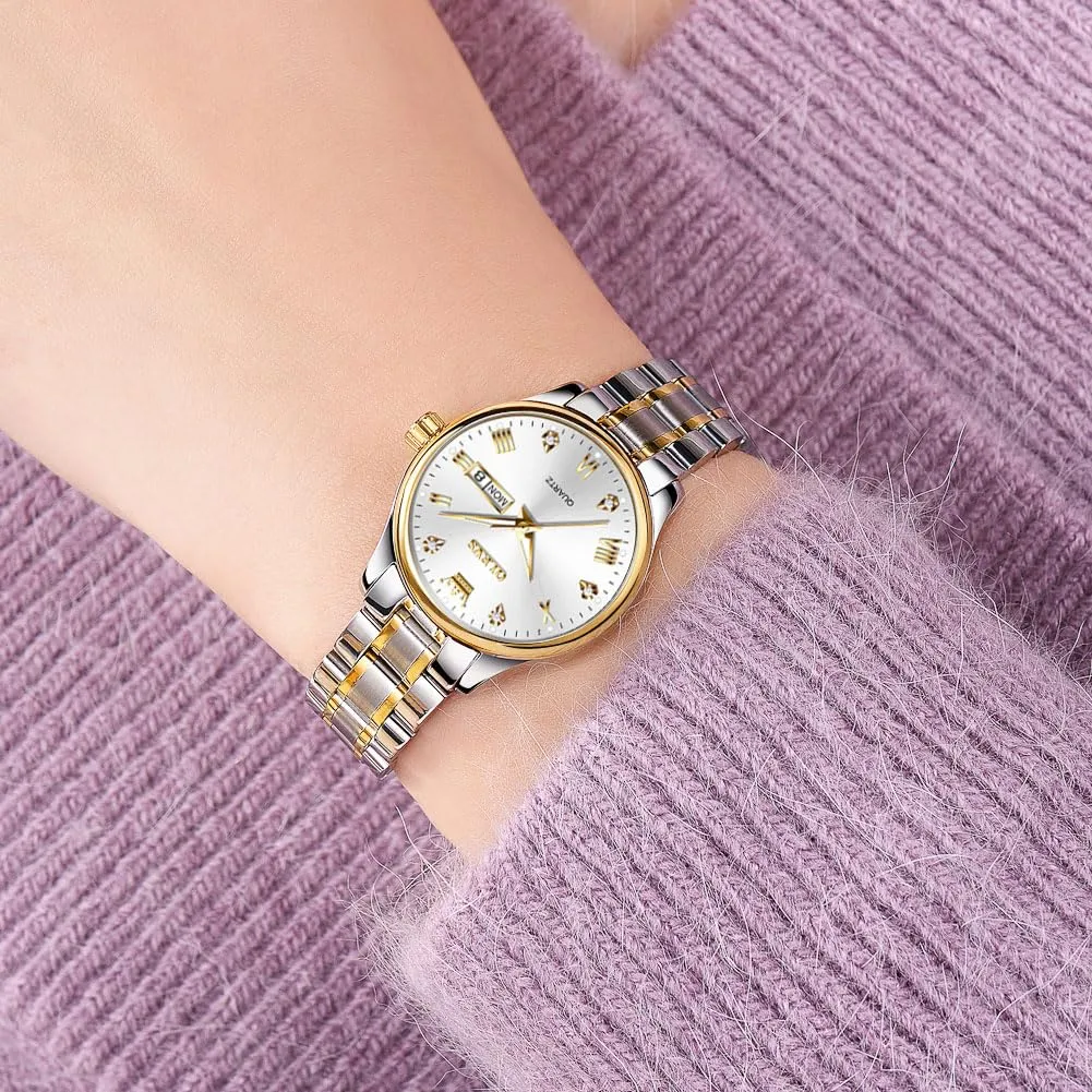Raitown Orologio da Donna Analogico al Quarzo Luminescente Moda in Acciaio Inossidabile Orologi R5563L - immagine 2