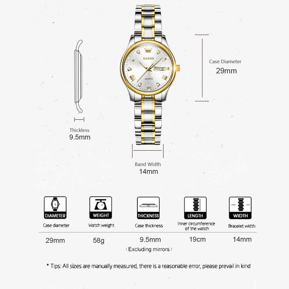 Raitown Orologio da Donna Analogico al Quarzo Luminescente Moda in Acciaio Inossidabile Orologi R5563L - immagine 4