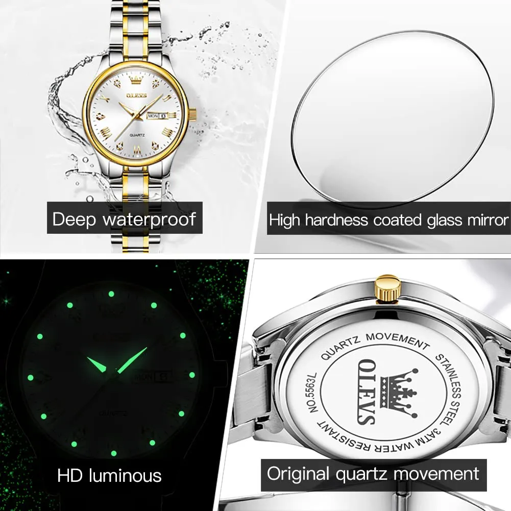 Raitown Orologio da Donna Analogico al Quarzo Luminescente Moda in Acciaio Inossidabile Orologi R5563L - immagine 5