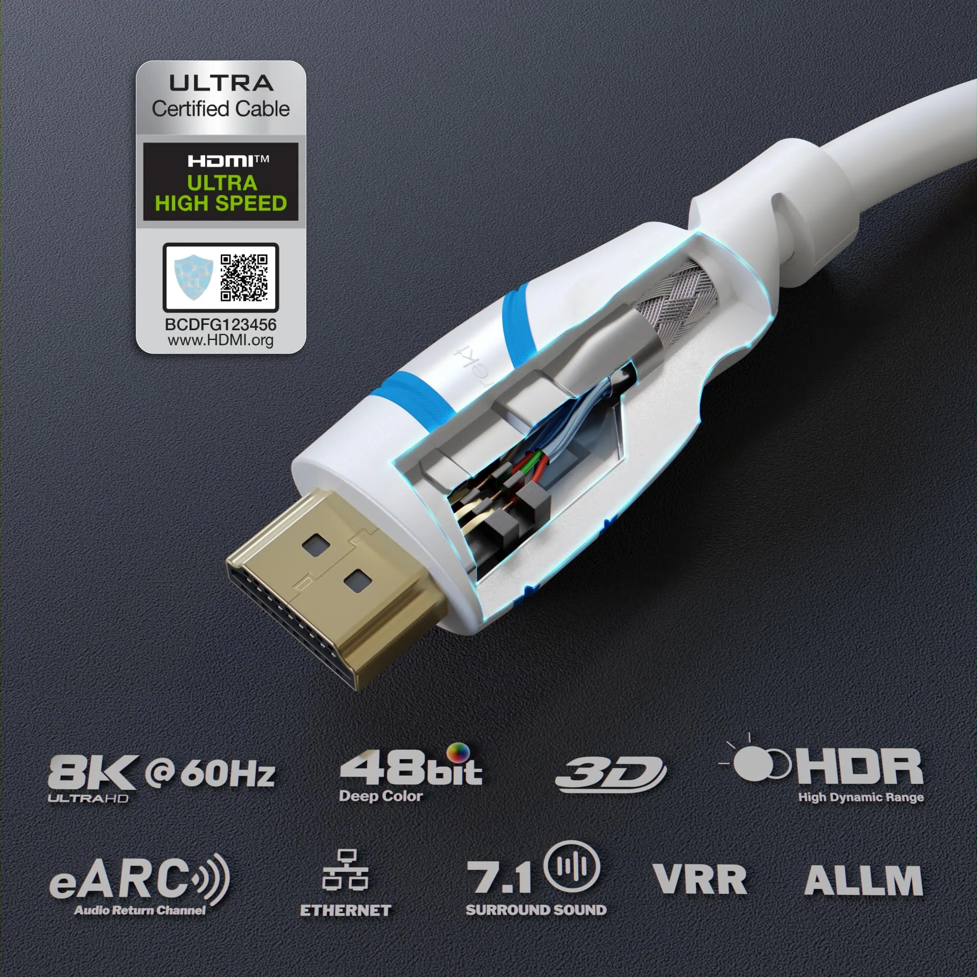 KabelDirekt – Cavo HDMI 2.1 10K & 8K – 1m, bianco, certificato - immagine 2