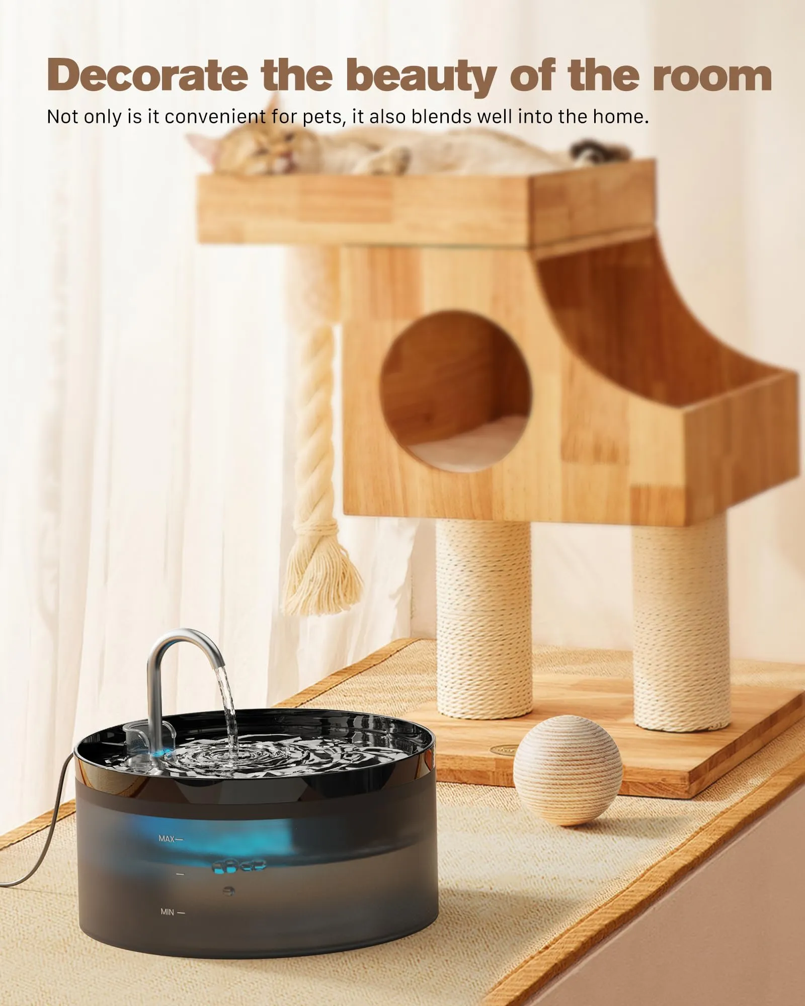 Fontanella per Gatti: 3.2L Fontana per Gatti automatico - Fontanella per Gattini silenziosa - Fontanelle Gatto con Luce LED - Filtrazione dell'acqua Fresca - immagine 2