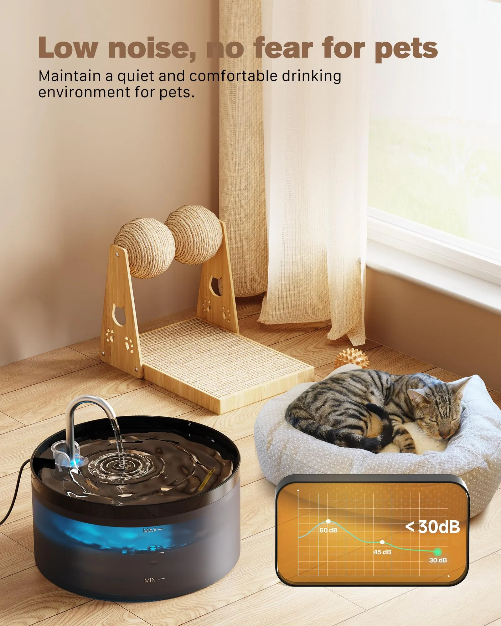 Fontanella per Gatti: 3.2L Fontana per Gatti automatico - Fontanella per Gattini silenziosa - Fontanelle Gatto con Luce LED - Filtrazione dell'acqua Fresca - immagine 4