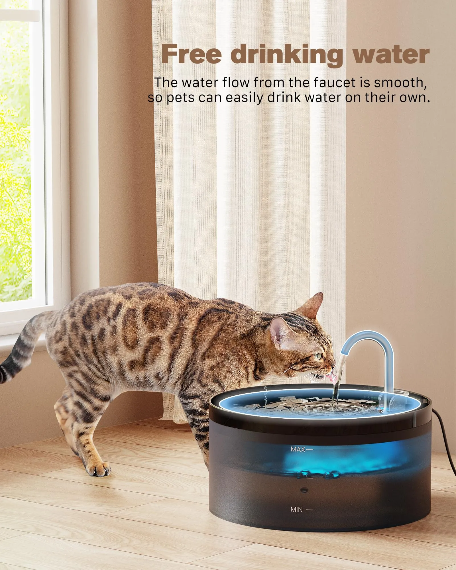 Fontanella per Gatti: 3.2L Fontana per Gatti automatico - Fontanella per Gattini silenziosa - Fontanelle Gatto con Luce LED - Filtrazione dell'acqua Fresca - immagine 7