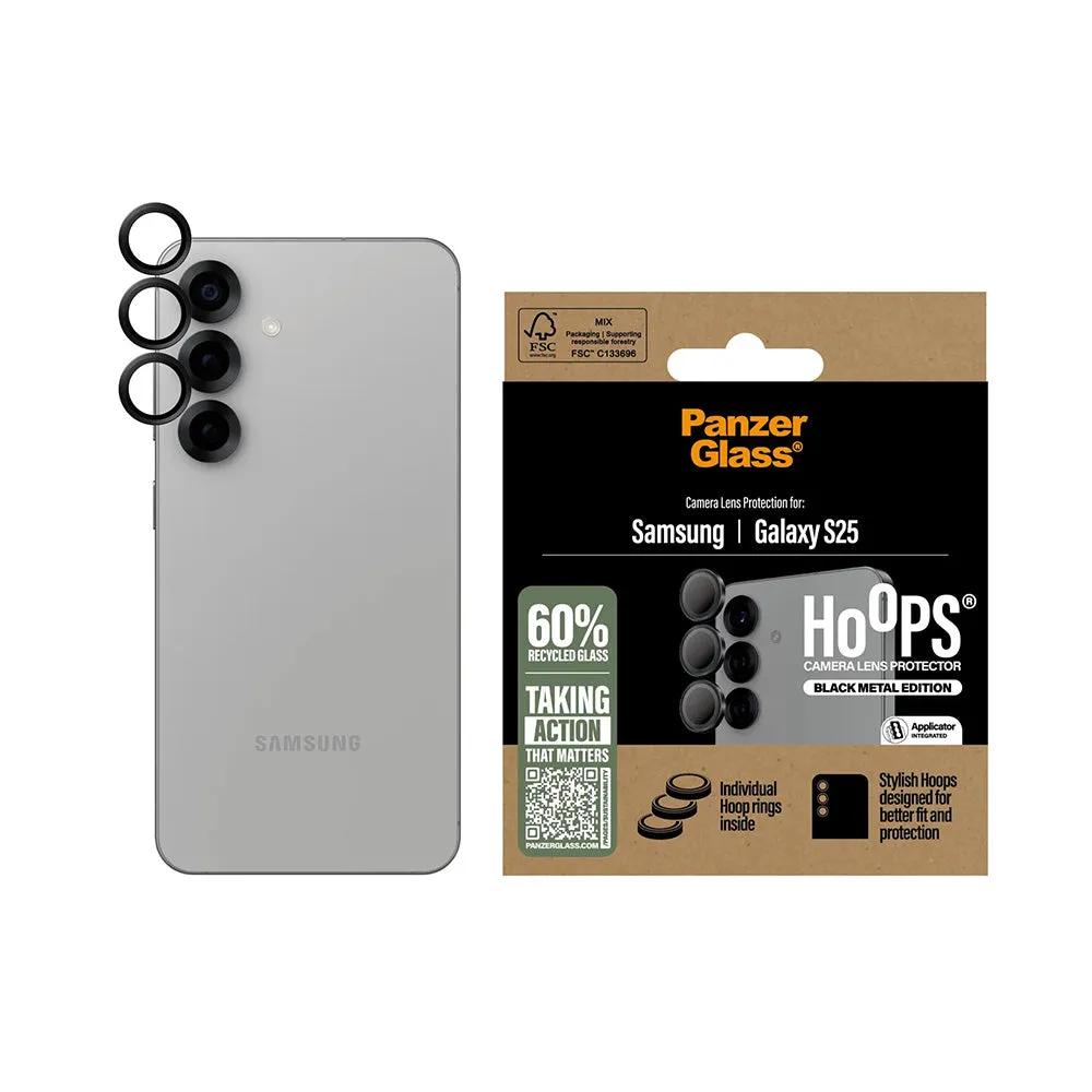 Pellicola Protettiva Posteriore PanzerGlass Hoops per Samsung Galaxy S25 S931, Vetro Temperato, Nero - immagine 1