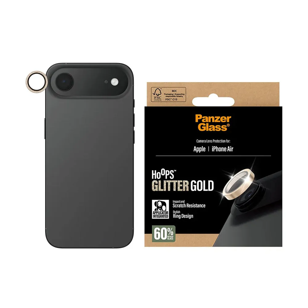 Pellicola protettiva per Fotocamera Posteriore PanzerGlass Hoops Glitter per Apple iPhone 17 Air, Vetro Temperato, Dorata - immagine 1