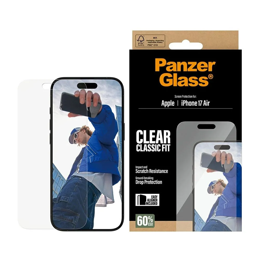 Pellicola protettiva Schermo PanzerGlass Classic Fit EasyAligner per Apple iPhone 17 Air, Vetro Temperato, Full Glue - immagine 1