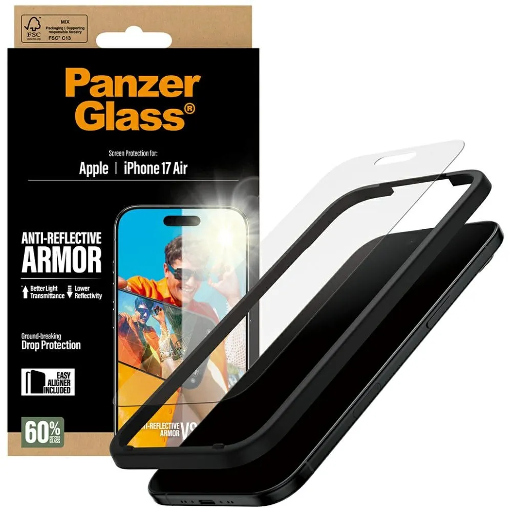 Pellicola Protettiva Schermo Matte PanzerGlass Armor EasyAligner per Apple iPhone 17 Air, Vetro Temperato, Full Glue - immagine 1