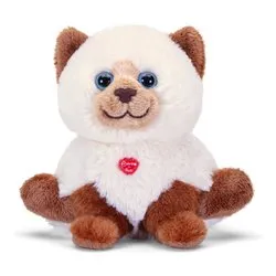Peluche Gatto (15x16x12cm) BUSSI Bianco e Marrone 18187 - immagine 1