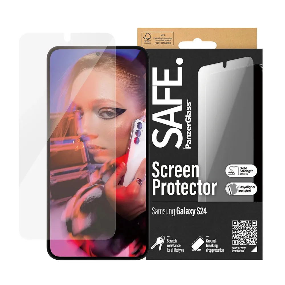 Pellicola Protettiva Schermo PanzerGlass Safe. Ultra-Wide Fit EasyAligner per Samsung Galaxy S24 S921, Vetro Temperato, Full Glue. - immagine 1