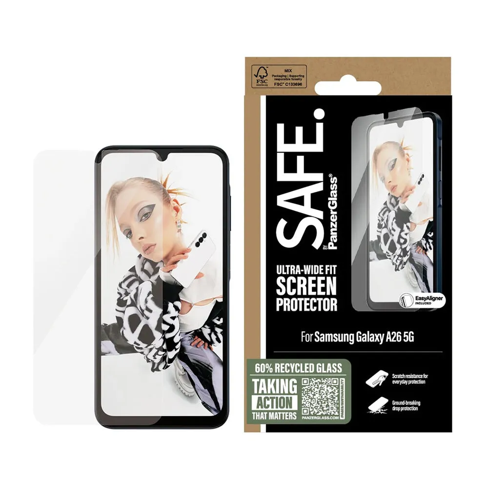 Pellicola Protettiva Schermo PanzerGlass Safe. Ultra-Wide Fit EasyAligner per Samsung Galaxy A26 A266, Vetro Temperato, Full Glue - immagine 1