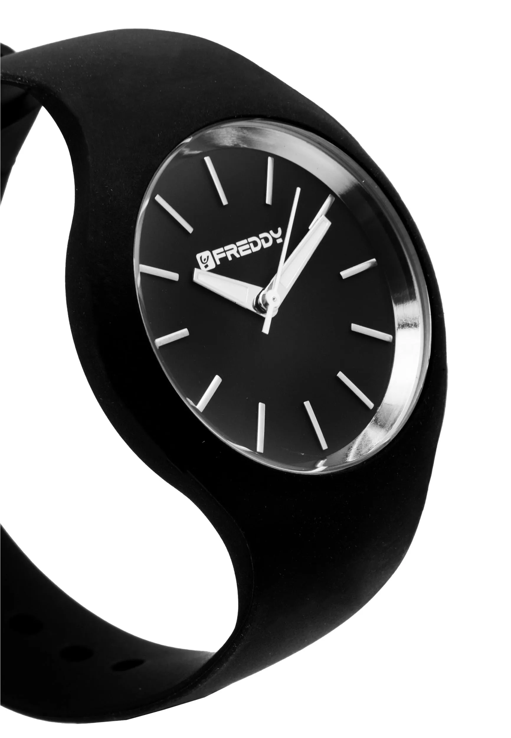 FREDDY Orologio da Polso Donna Rhythm, Rhythm Orologio da Donna in Silicone Nero e Silver, Cassa Tonda 34 mm - immagine 3