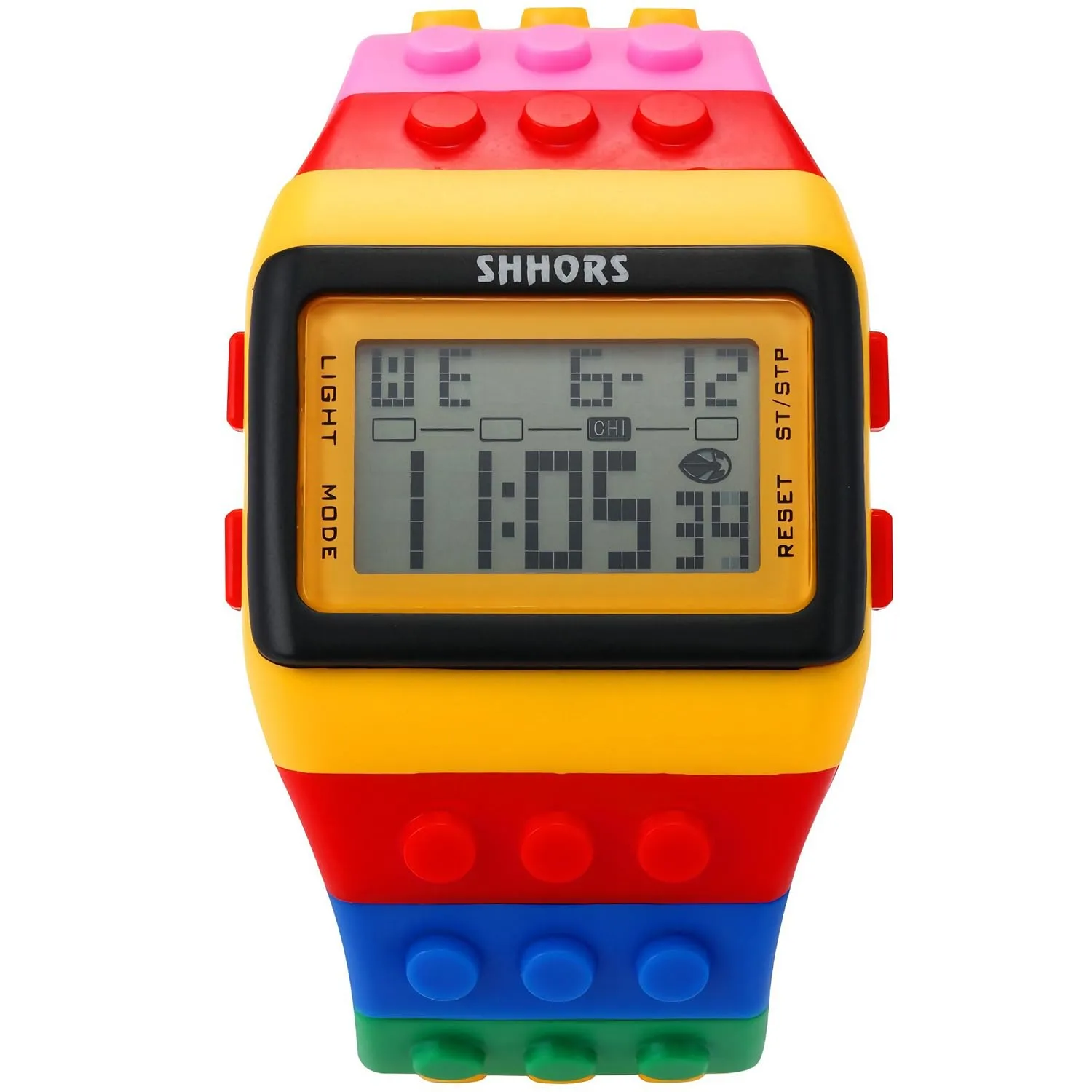 FENKOO Orologio digitale da pols neutro arcobaleno, Giallo - immagine 3