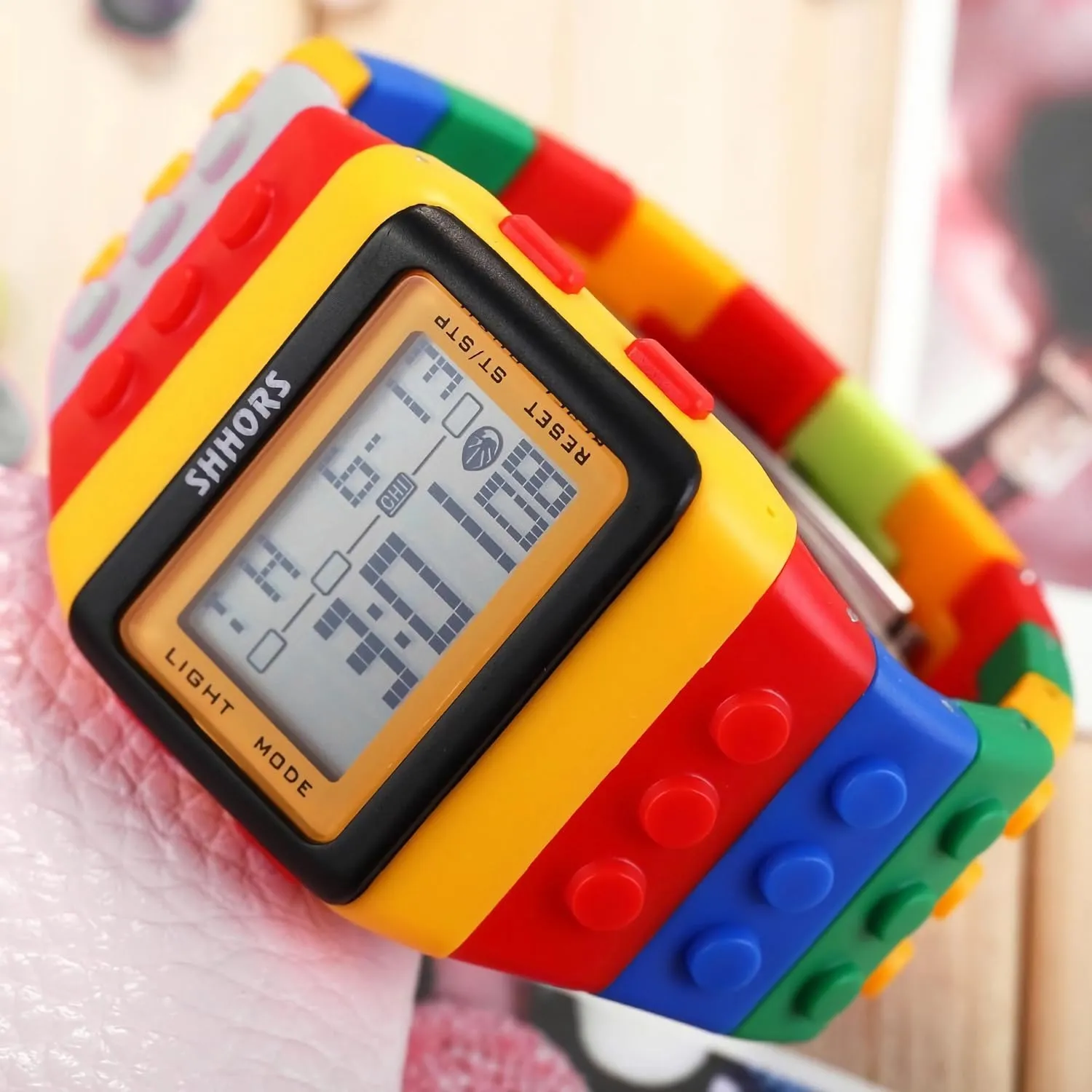 FENKOO Orologio digitale da pols neutro arcobaleno, Giallo - immagine 5