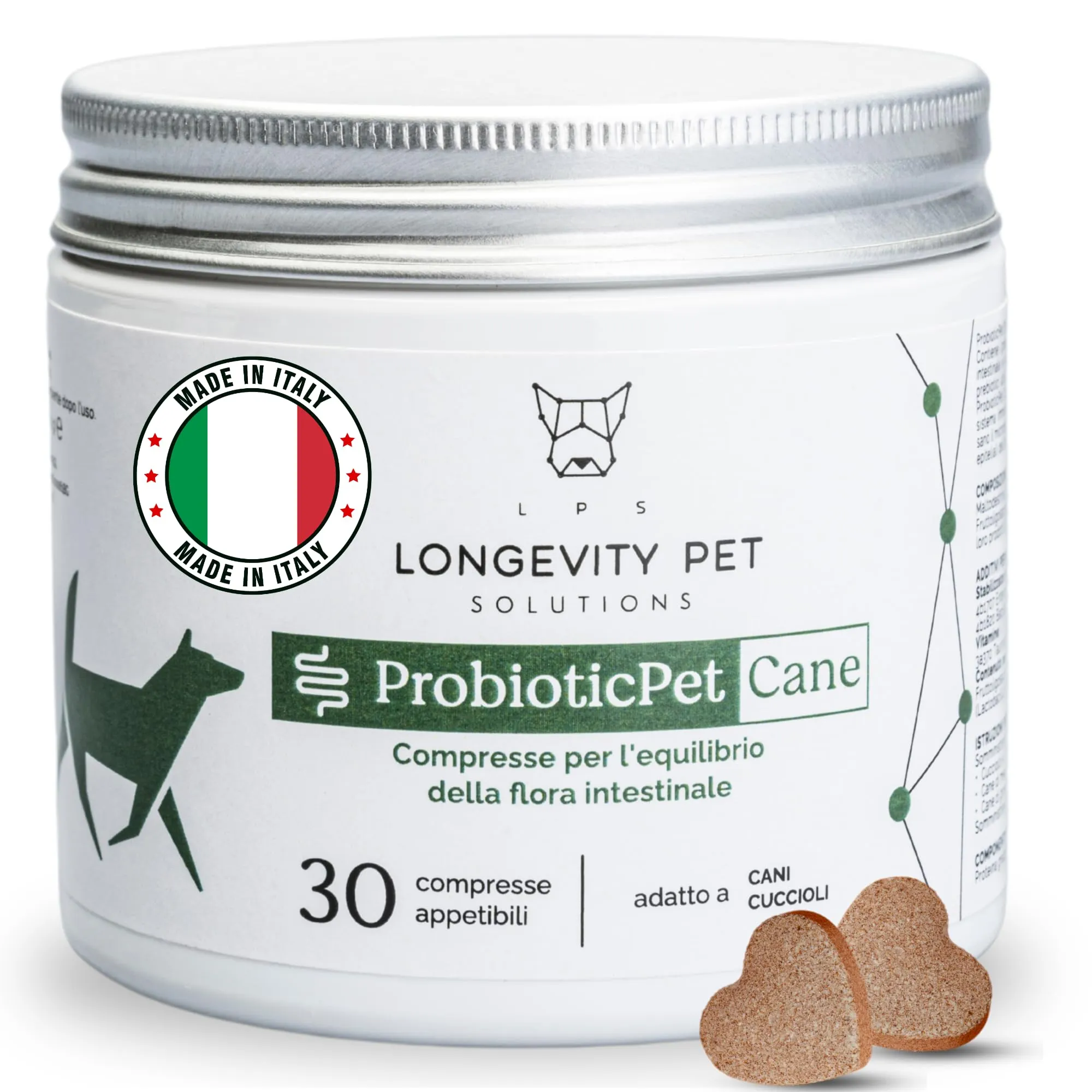 ProbioticPet Maxi 60 Compresse Probiotici per Cani | Probiotico Digestivo utile per Prurito | Integratore super appetibile | Supporto per Diarrea Cane, Flora Batterica e Digestione | Longevity Pet - immagine 1