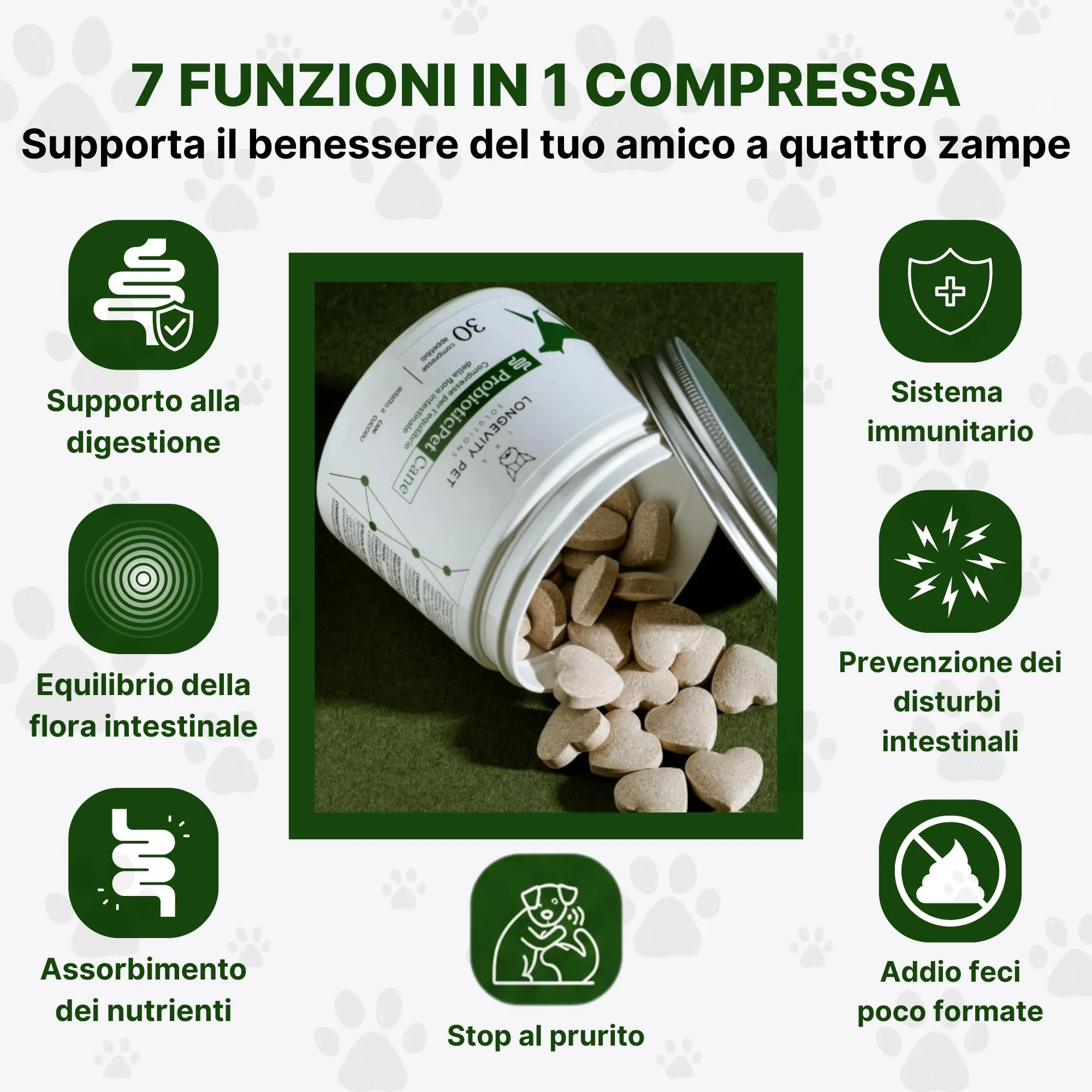 ProbioticPet Maxi 60 Compresse Probiotici per Cani | Probiotico Digestivo utile per Prurito | Integratore super appetibile | Supporto per Diarrea Cane, Flora Batterica e Digestione | Longevity Pet - immagine 4
