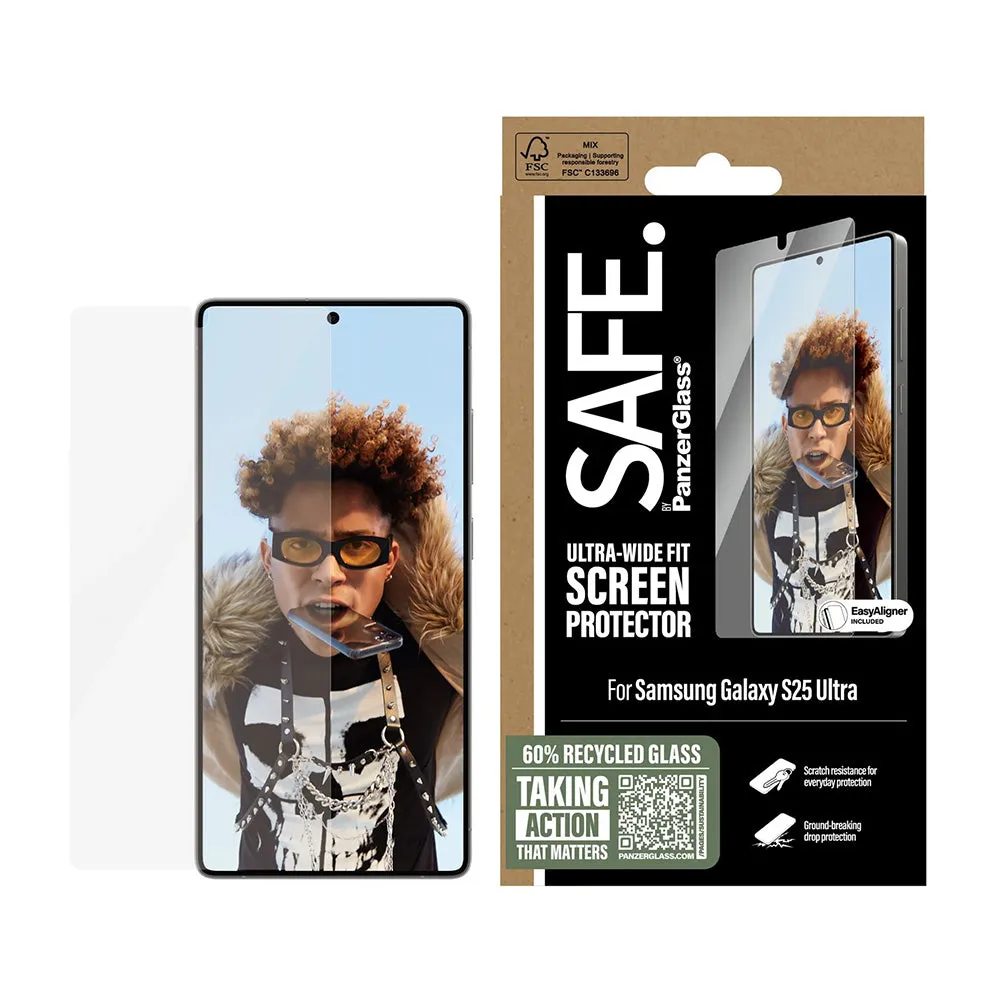 Pellicola Protettiva Schermo PanzerGlass Safe. Ultra-Wide Fit EasyAligner per Samsung Galaxy S25 Ultra S938, Vetro Temperato, Full Glue. - immagine 1