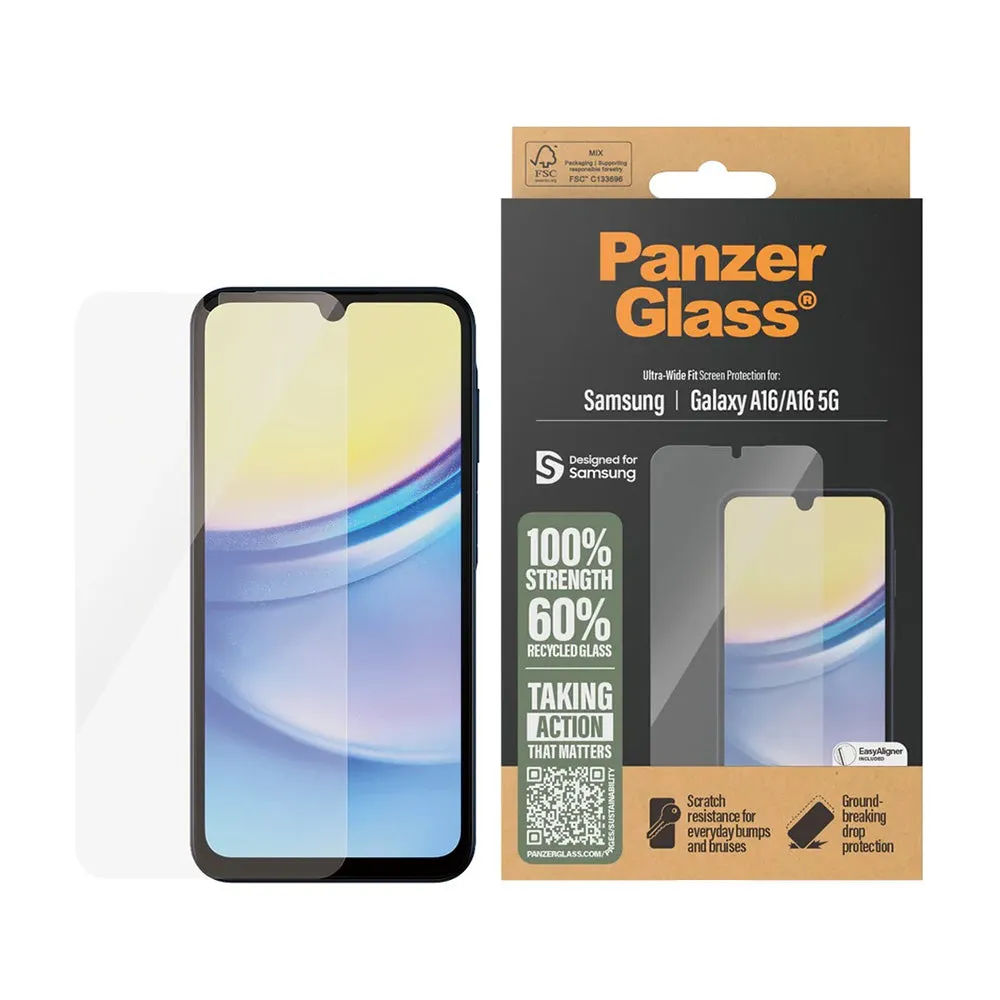 Pellicola protettiva per schermo PanzerGlass Ultra-Wide Fit EasyAligner per Samsung Galaxy A17 4G A175 / A17 5G A176, Vetro temperato, Colla completa - immagine 1