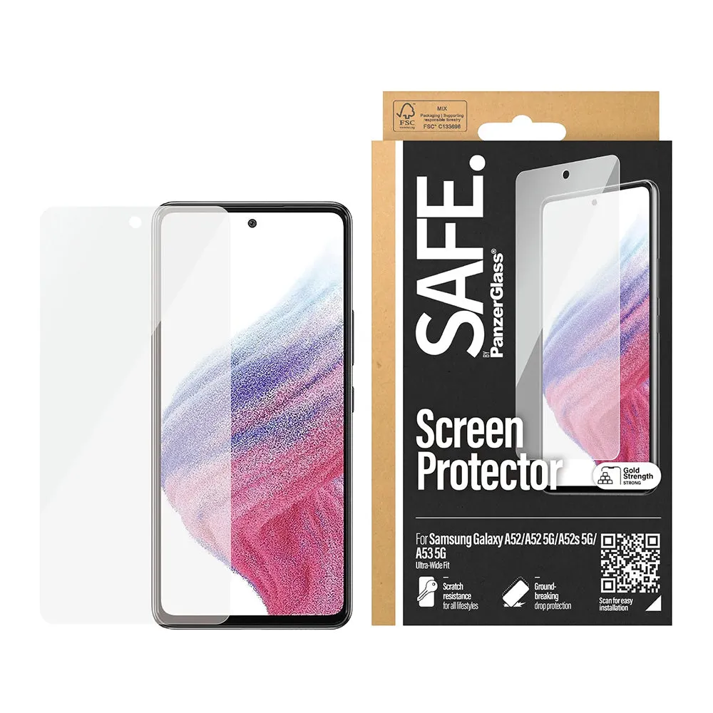 Pellicola Protettiva Schermo PanzerGlass Safe. Ultra-Wide Fit per Samsung Galaxy A53 5G A536 / A52s 5G A528 / A52 5G A526, Vetro Temperato, Full Glue - immagine 1
