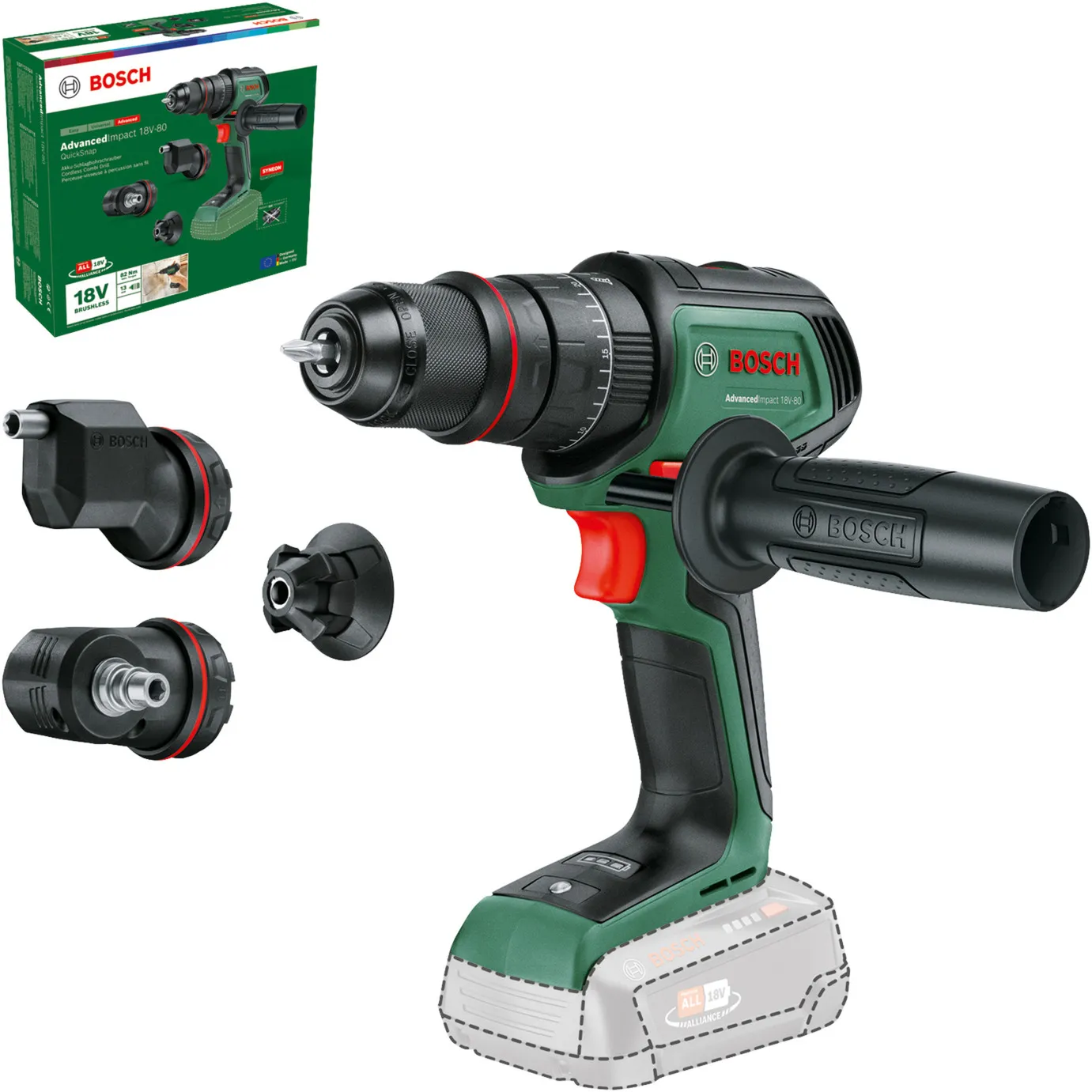 Trapano avvitatore a percussione a batteria AdvancedImpact 18V-80 QuickSnap Solo - immagine 1