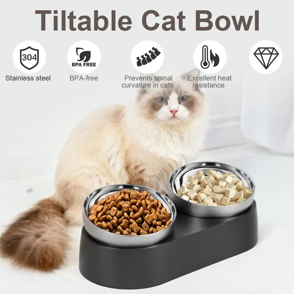 Alaoo Ciotole per Gatti, Ciotola per Gatti in Acciaio Inox - immagine 4